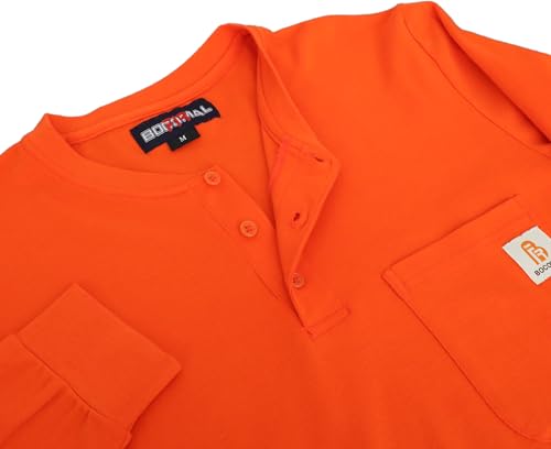 Image of BOCOMAL FR Shirts Flame Resistant Shirt 5.5oz 100% Cotton Light Weight CAT2 Fire Retardant Henley Shirts