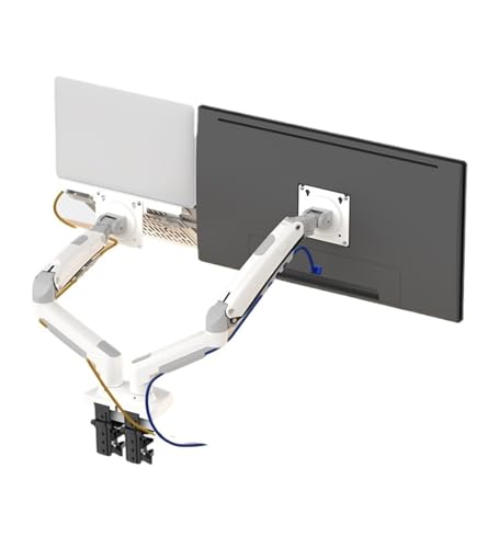 Bras de montage mural de moniteur réglable double écran blanc