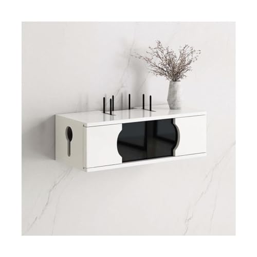 Boîte de rangement routeur WiFi et décodeur TV - Étagère flottante murale blanche - 2