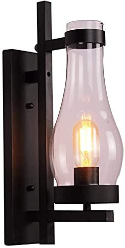 Cordless Wall Sconce ZHhome Iron Wall Lamp Decorated With Metal and Glass Lampshade of Scottish Lighting,Black Industrial Retro Interior Lighting,Bedroom Bedside Dining Room Living Room Study Single H