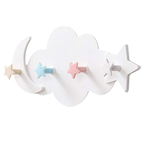 Decorative Plastic Coat Hooks, Creative Moon And Stars Self Adhesive Wall Coat Hangers Rack Robe Hat Clothes Scarves Bags Towels Hooks For Kid's Room Nursery #TOP2
