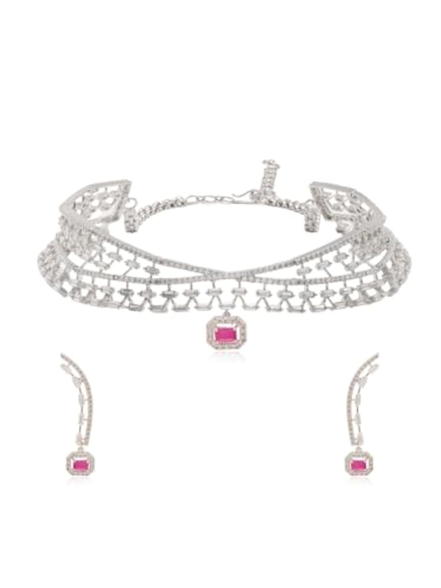 Baguette-Wrap Ruby Choker Set, Elegant Design