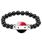vmcoatdu Syria Flag Bracelet Elastic Rope Beaded Bracelet Support Your Country Travel Souvenir Gifts for Men Women (Syria)