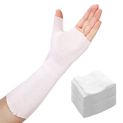 Velpeau 10Pcs Stockinette Hand Socks for Splint Cast Wrap Liner, White M