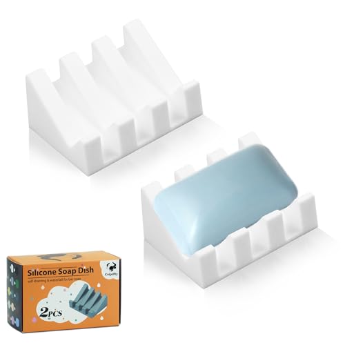 Coipdfty Self Draining Soap Dish Holder,Silicone Soap Dish,for Bathroom,Kitchen, Sponges，Can