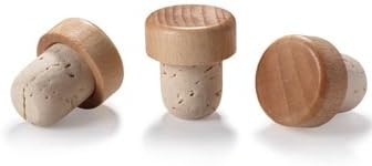 WidgetCo 20.5mm Natural T-Cork with Wood Top, Bar Corks, For Spirits, Liquor, & Syrups (Qty 25)