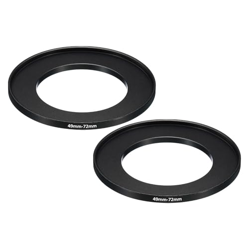 Generic 49mm-72mm Metal Step Up Ring, 2 Pcs Camera Lens Filter Adapter Ring Black