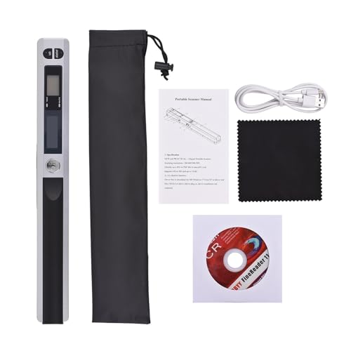 Escáner de Documentos Escáner de Documentos portátil, Mini escáner de Documentos portátil, escáner de Libros A4 Formato JPG y PDF Pantalla LCD Tipo c de 300/600/900 dpi(Silver)