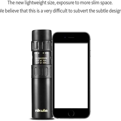 هالامودو تلسكوب صغير محمول عالي التكبير 10-30 × 25 ملم، منظار أحادي العدسة صغير الحجم، تلسكوب أحادي العدسة للجيب لمشاهدة الطيور والصيد والتخييم (اسود)