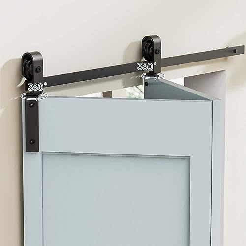 228 cm Two Fold Sliding Door Fitting Set Folding Barn Door Bifold Sliding Door Fitting Folding Door Kit Four Swivel Wheels