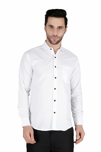 Image of Mens Slim fit Solid Casual Cotton Shirt with Spread Collar and Full Sleeves || Suitable for Office wear