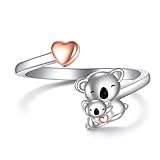 AXELUNA Koala Heart Ring Sterling Silver Koala Jewelry Gifts for Women