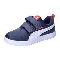 Puma COURTFLEX V3 V INF Sneaker für Jungen, Unisex, Marineblau/Weiß/Rot, 8 UK-Kinder