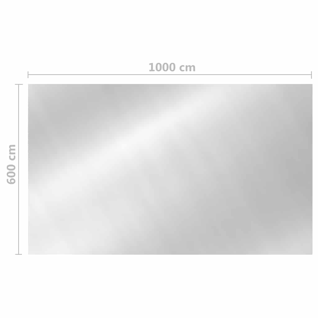 Prostokątna osłona basenu, 1000 x 600 cm, PE srebrna z komorami powietrznymi do magazynowania ciepła, ochrona przed parowaniem wody, łatwa obsługa, nadaje się do basenu, jacuzzi i spa
