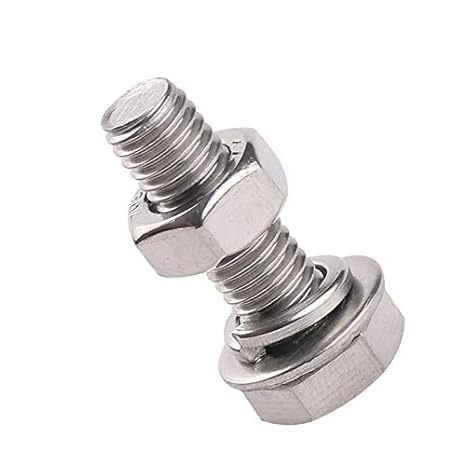 Image of SYLIX M5 x 12mm Stainless Steel Hex Head Bolt with Nut & Washer Set Rust-Proof, Precision Threaded, Heavy-Duty Fasteners for DIY, Automotive, Industrial Use (100 PCS)
