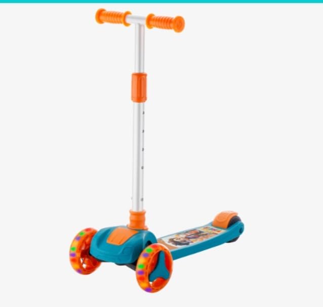 Image of JoyRide Road Runner The Smart and Smooth Stark Kids Skate Scooter, 3-Level Adjustable Handle, Anti-Slip Footplate, 3 PU LED Wheels, Rear Brake (Orange)