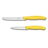 Victorinox Swiss 2 Piece Stainless Steel Utility and Paring Knife Set with Yellow Fibrox Handles