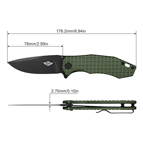 Oknife Spurdog Pocket Knife, D2 Steel Matte Black Titanium Plated Blade Edc Folding Knife With Aluminum Alloy Handle For Camping And Hiking (Od Green) #TOP7