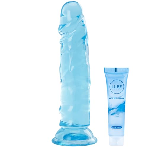 5.1 inch Blue Beginner Dildo, Cute Small Anal Blowjob Silicone Dildos, Realistic Slim Penis, with Strong Suction Cup, G Spot and Anal Stimulation, Suitable for Couples Women Men(Blue) Blue 5