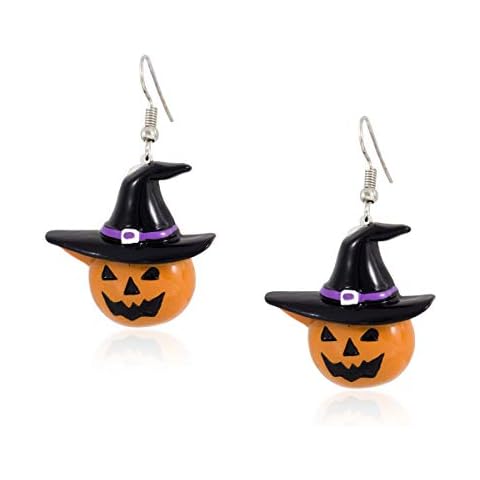 FidaShop New Halloween Pumpkin Witch Hat Dangle Earrings, Lightweight Charms Party Jewelry Costume And Nickel Free Jewelry, Includes Beautiful Gift Box Cover