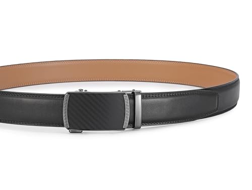 Image of Lingli Men's Belt,Ratchet Dress Belt with Automatic Buckle Brown /Black-Trim to Fit-35mm wide