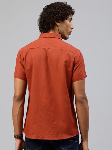 Image of Majestic Man Men Slim Fit Pure Cotton Solid Half Sleeve Casual Shirt