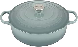 Le Creuset Emaliowany żeliwny podpis okrągły szeroki kociołek holenderski, 6,75 qt, sól morska