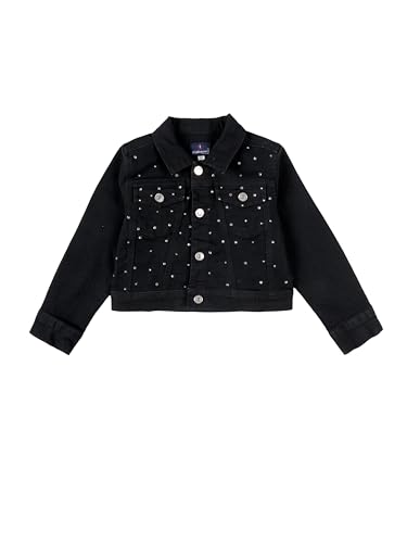 Image of Girls Full Sleeve Solid Crop Denim Jacket
