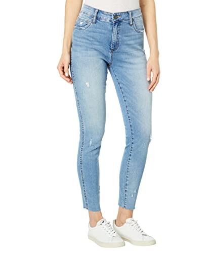 KUT from the Kloth Connie High-Rise Fab AB Ankle Skinny-Raw Hem in Black