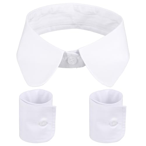 Lusofie White Collar and Cuffs Detachable Shirt Collar for Women