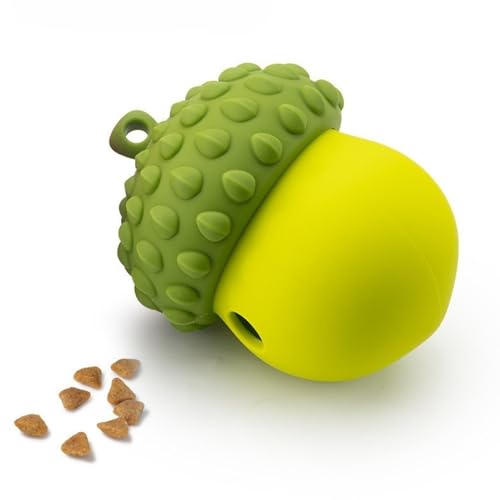 ozgram 知育ボール 【グリーン】 どんぐり型 おやつボール 犬 噛むおもちゃ 留守番 歯磨きトイ 早食い防止 歯垢除去 ストレス発散 脳トレ 丸洗い可 シリコン製
