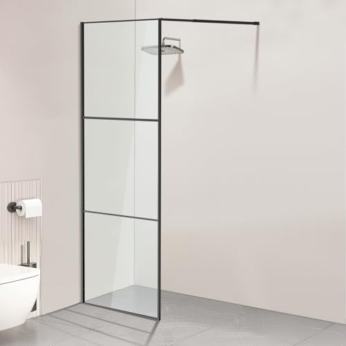 Jaxguom Walk-In - Mampara de ducha (80 x 200 cm, cristal de seguridad templado de 5 mm, marco de aluminio, rango de ajuste de 0 a 10 mm, mampara de ducha izquierda/derecha)