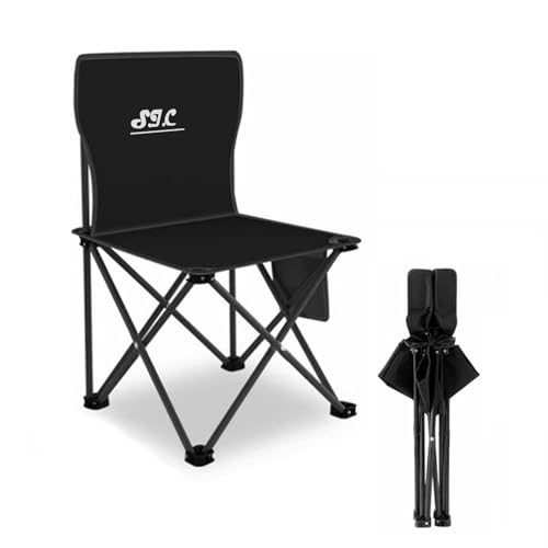Sedia da Campeggio Pieghevole Portatile Leggera - Sedia Luna con Design Ergonomico per Trekking, Spiaggia e Giardino | Resistente 100kg (Include Custodia) (Sedia pieghevole, Nero)