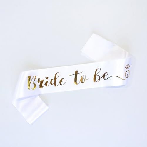 Luwigs Bride To Be Sash for Bridal Shower Bachelorette Party Wedding Engagement Party Favors Gift White Satin Sash with Rose Gold Foil Lettering