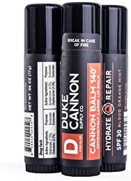 Duke Cannon Supply Co. Tactical Lip Protectant Cannon Balm 140 for Men (Blood Orange Mint) Multi-Pack - Superior Performance, Heavy-Duty, SPF 30, Large Balm for Hard Working Men, 0.56 oz (3 Pack)
