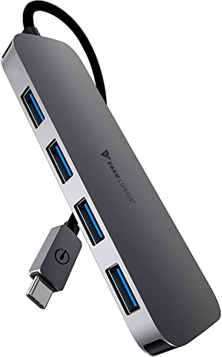 Image of Vaku Luxos USB Hub Type C Ultros 4IN1 multiport USB 3.0 High-Speed Adapter connector (5GBPS) data transfer Converter Extension, docking station USB A Port Compatible with Macbook Air Pro (M1, M2 etc), iPad Pro Air, Laptop, and Other Type C Mobile & Devices