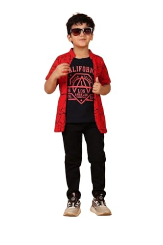 Image of Jam & Sugar Boys Cotton Printed T-Shirt with Attached Shrug Jacket - Half Sleeves