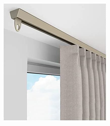 Générique Système de Rails à Rideaux Auto-adhésifs sans perçage - Rails Droits fixés au Plafond pour Un Glissement Fluide et Silencieux dans Les dressings, Les douches et Les Bureaux (Marron, 1 m/3,3