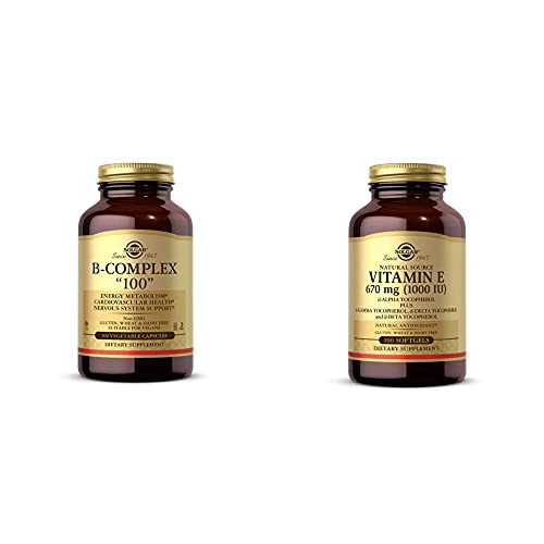 Solgar B-Complex 100", 100 Vegetable Capsules - Heart Health - Nervous System Support - Supports En With Vitamin E 670 Mg (1000 Iu), 100 Mixed Softgels - Natural Antioxidant, Skin & Immune System Su #TOP20
