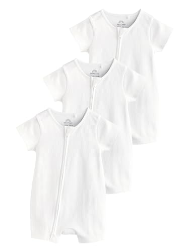 NEXT Bebé Pack de 3 peleles con cremallera bidireccional 100% algodón para bebé Blanco 3 Meses