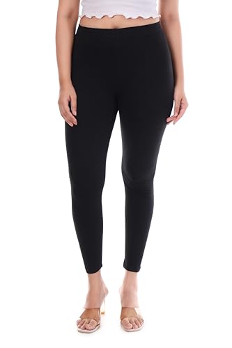 Image of TPF Women Solid Cotton Lycra Stretchable Leggings | Comfortable Ankle-Length Slim Fit Leggings for Women & Girls | Soft, Breathable Wear Bottoms