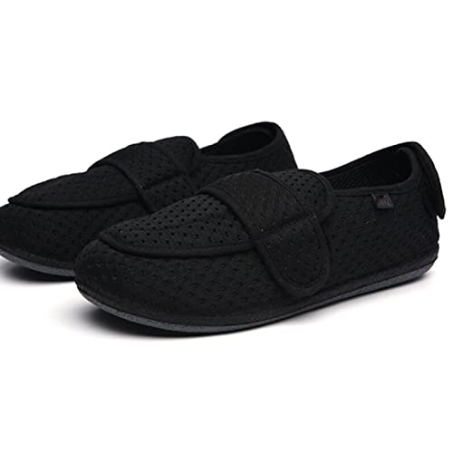 FAMYNGL Femme Chaussons Diabétiques Chaussures Diabétiques Hommes Pantoufle Homme Ajustable par Attache Auto-Adhésive Diabétique Hydropisie Obésité Vieillard Botte,Noir,7 Cover