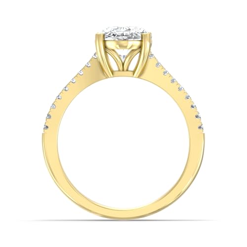 1 1/4 Carat - 3 1/3 Carat Oval and Round Shape Lab Grown Diamond Solitaire Engagement Ring | 10K, 14K Solid Yellow or White Gold Wedding Engagement Ring | D-F Color and VS Clarity3