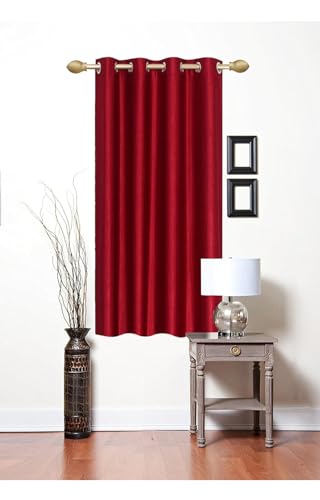 Image of Woah Modern Solid Long Crush Curtain Window CCurtain Polyester Weaved Parda Modern Parde for Living Room Bedroom Home Office Screens Eyelet Ring Red 5Feet(Pack of 1)