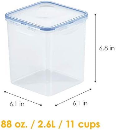 Lock & Lock HPL822B Square Storage Container-Clear/Blue, 2.6 L