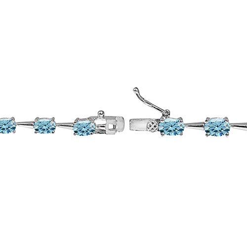 Image of Sterling Silver 6x4mm Oval-Cut Classic Link Tennis Bracelet Made with European Crystals