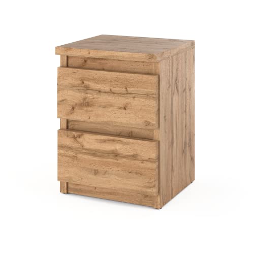MRBLS_HOME Nachttisch Nachtschrank Nachtkommode 30 x 40 x 30 cm (B/H/T) - Schmale Kommode mit 2 Schubladen Schubladenschrank für Ihr Schlafzimmer (Wotan)