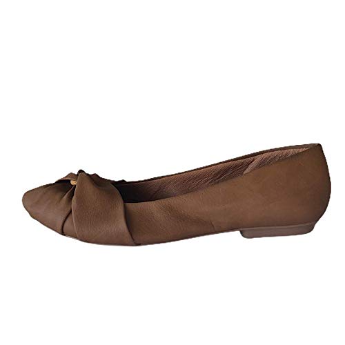 Sapatilha Feminina Bico Fino Detalhe Transpassado Linhaça CS Shoes Cor:Marrom;Tamanho:39