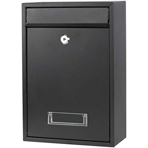 Wall Mounted Mailboxes with Rust-Proof Cover, Decaller Outdoor Key Locking Mail Box, 12 3/5" x 8 1/2" x 3 2/5", Black Cover