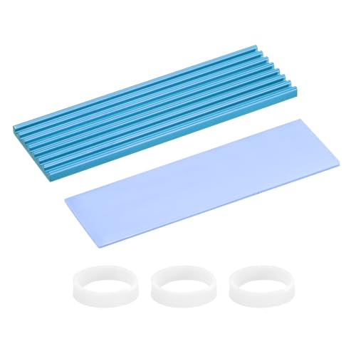 PATIKIL M.2 2280 Nvme SSD Heatsink 70x22x3mm, Radiator Cooler Aluminum Heat Sink Cooling Fin with Thermal Pad/Tape/Rubber Ring for Laptop Electronics CPU Led, Blue